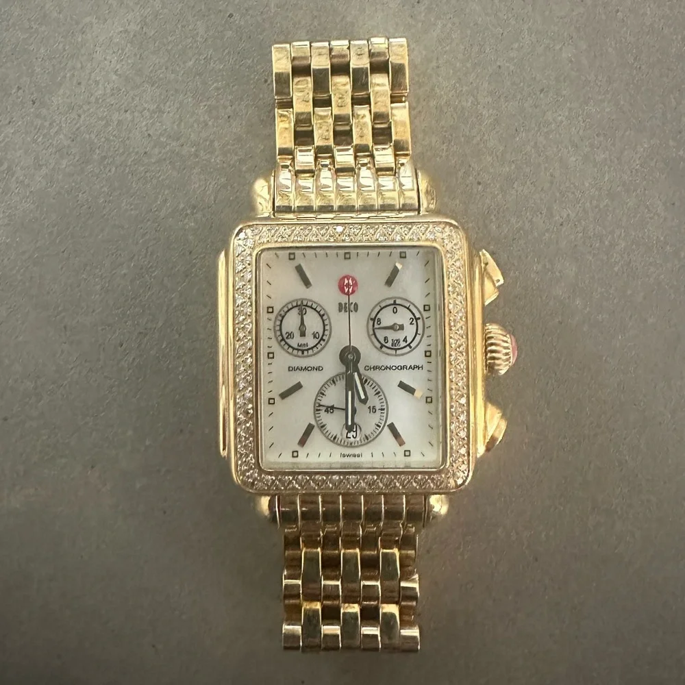 Michele Deco 18k Gold Diamond Watch